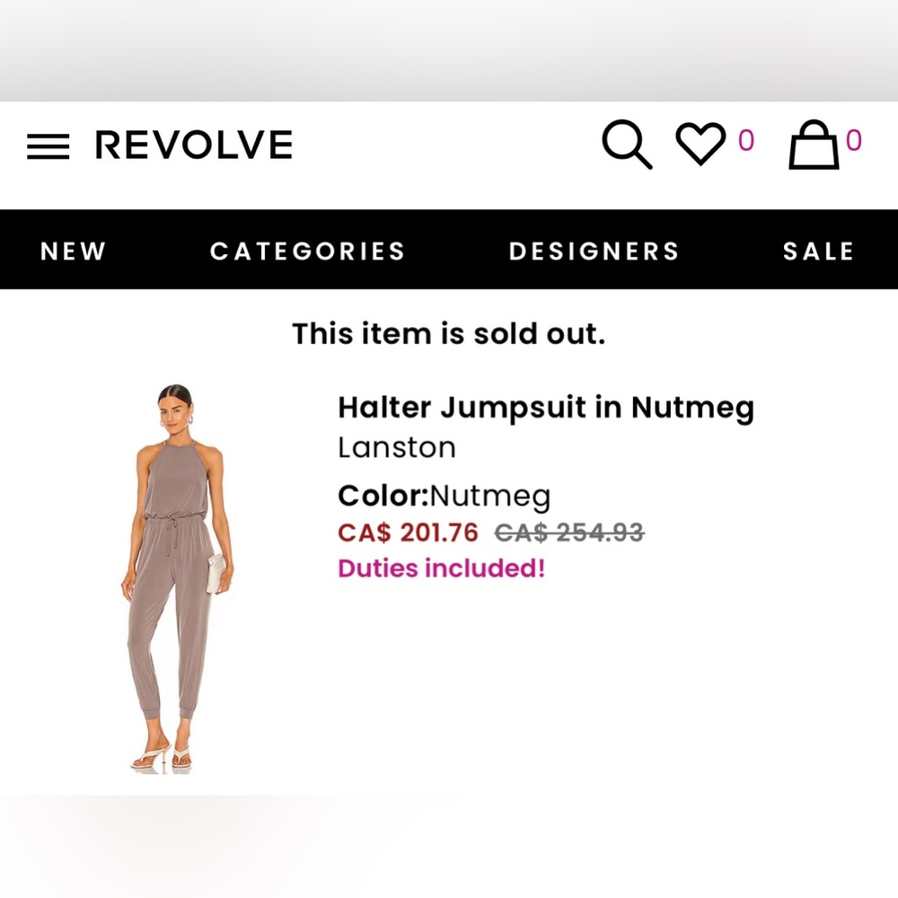 Lanston - Halter jumpsuit Size M - nutmeg from Revolve